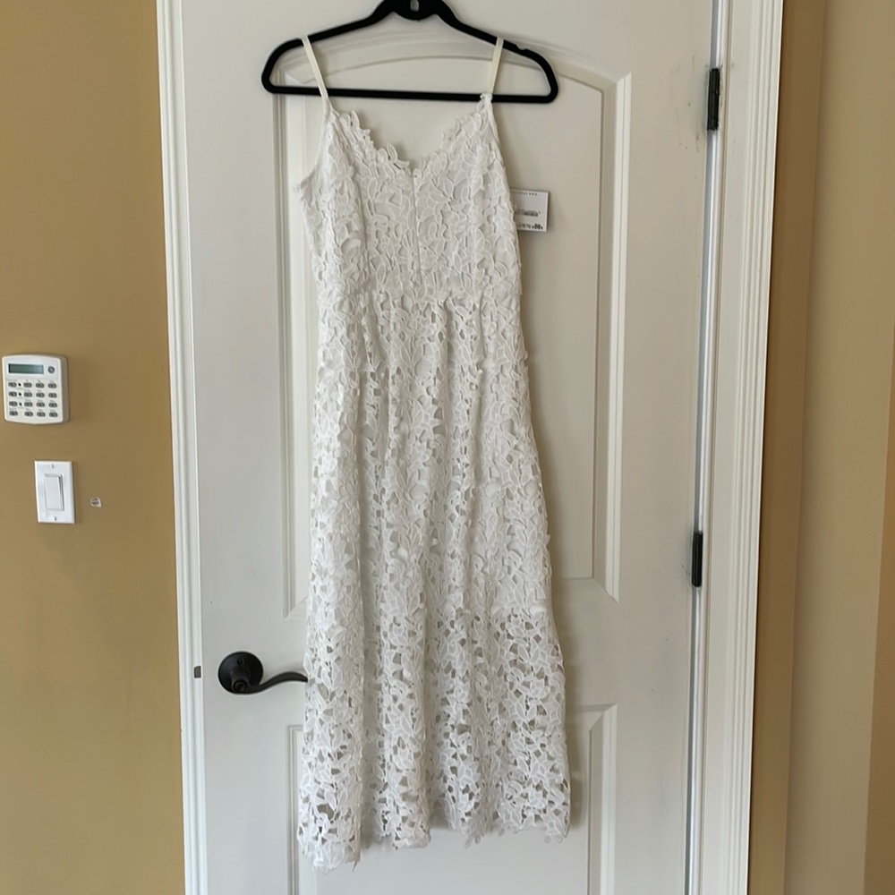 White lace midi dress